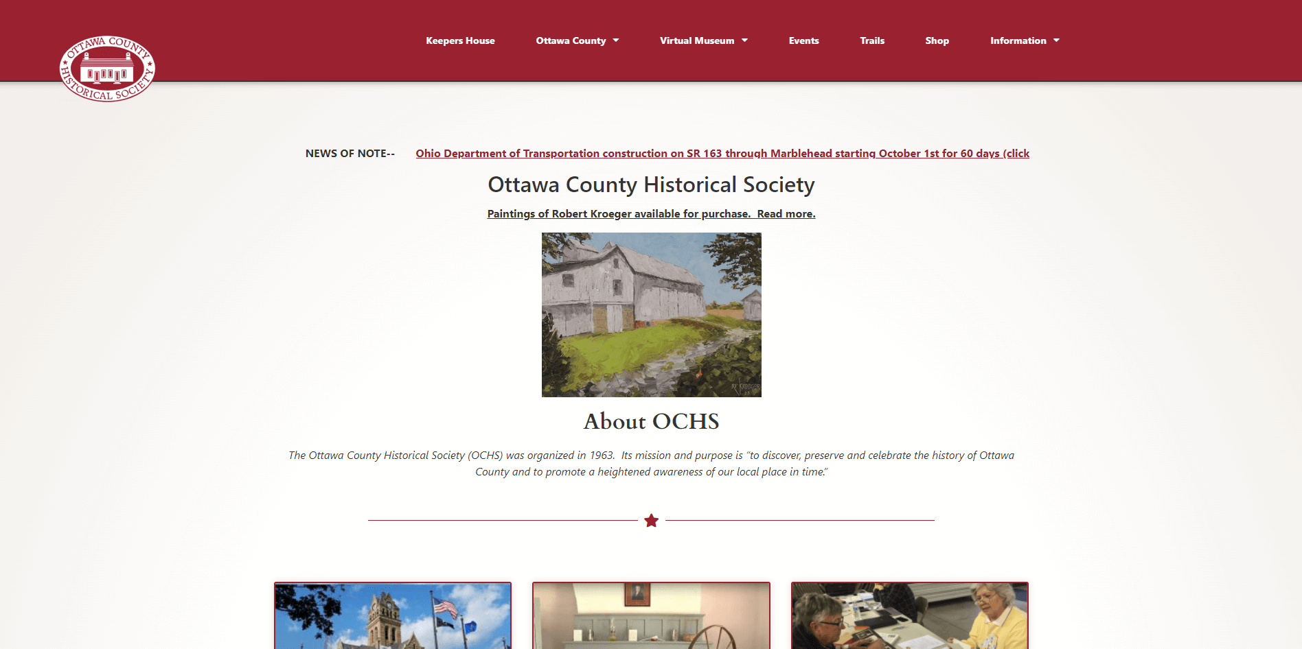 Ottawa County Historical Society Website Homepage Website Hosting by Webify