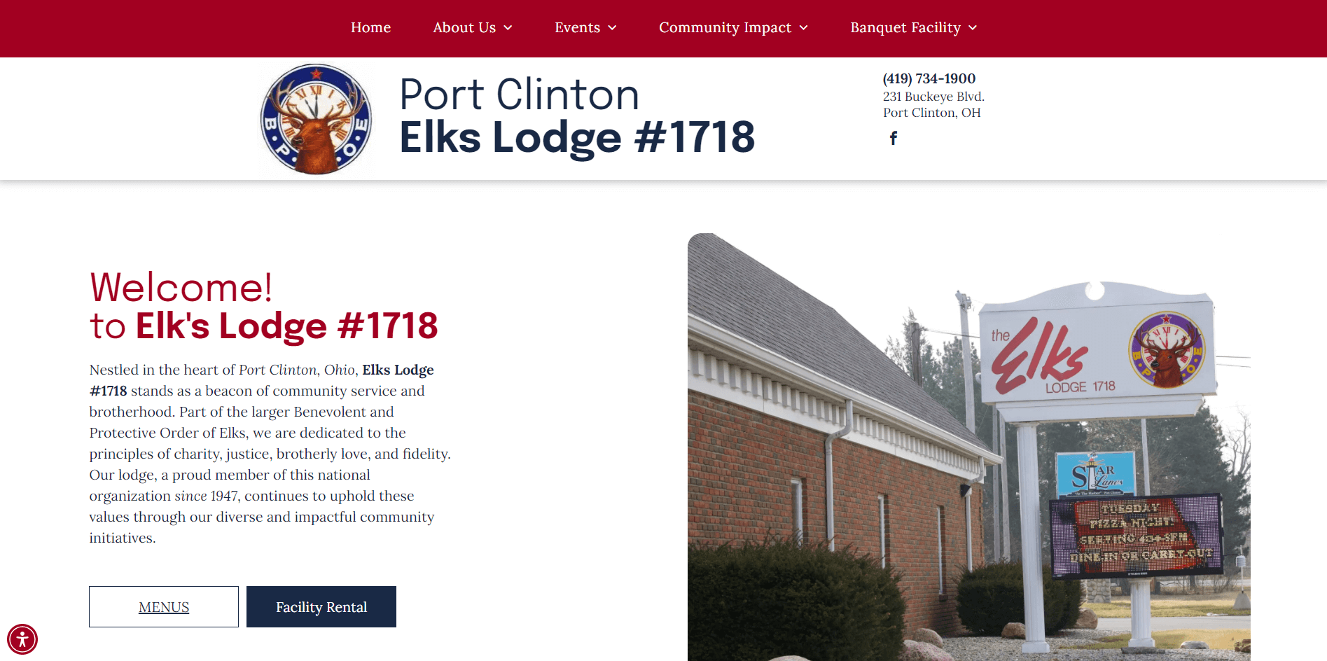 Port Clinton Elks Lodge #1718 Website Design by Webify