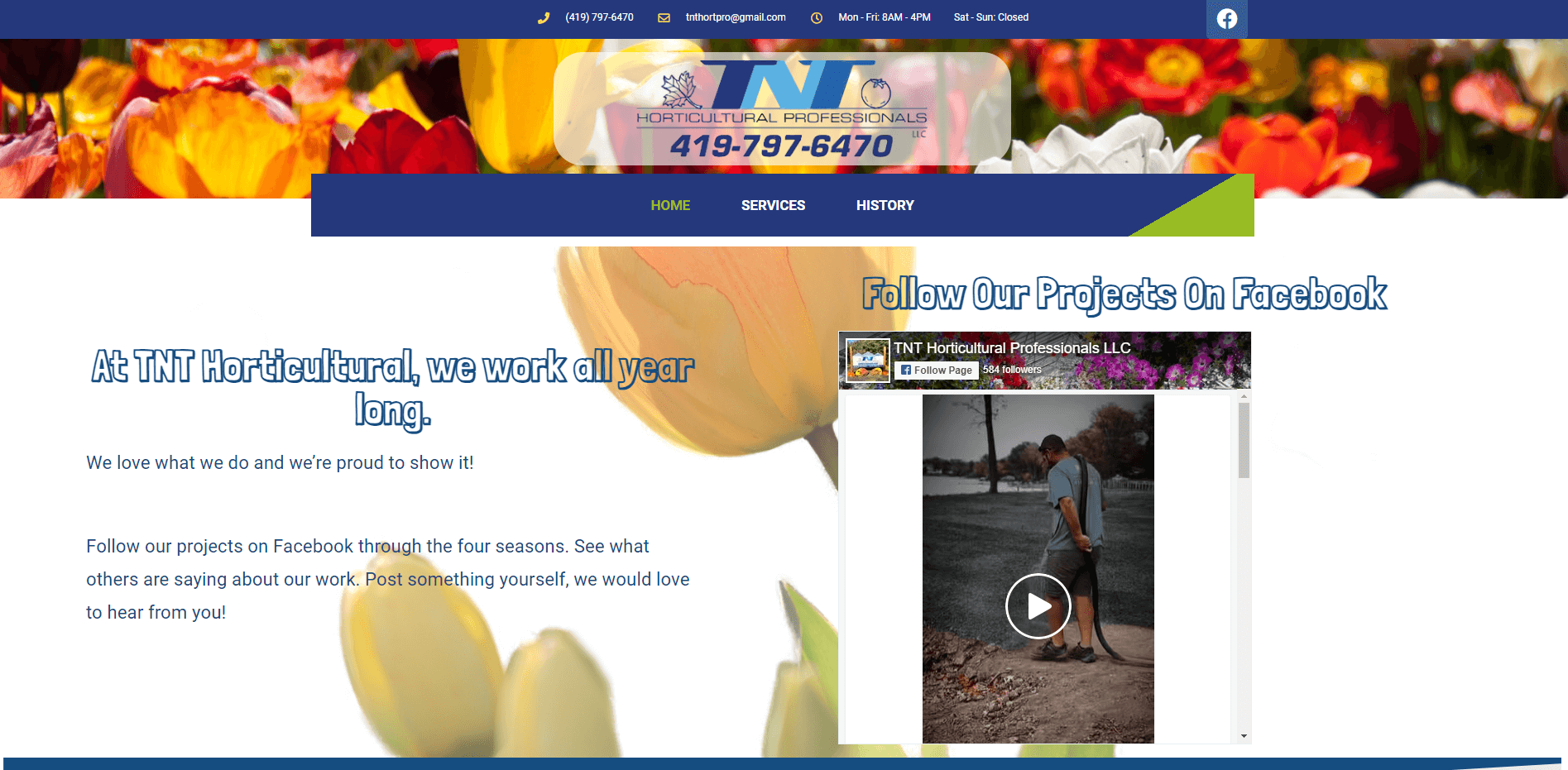 TNT Horticultural Website Homepage