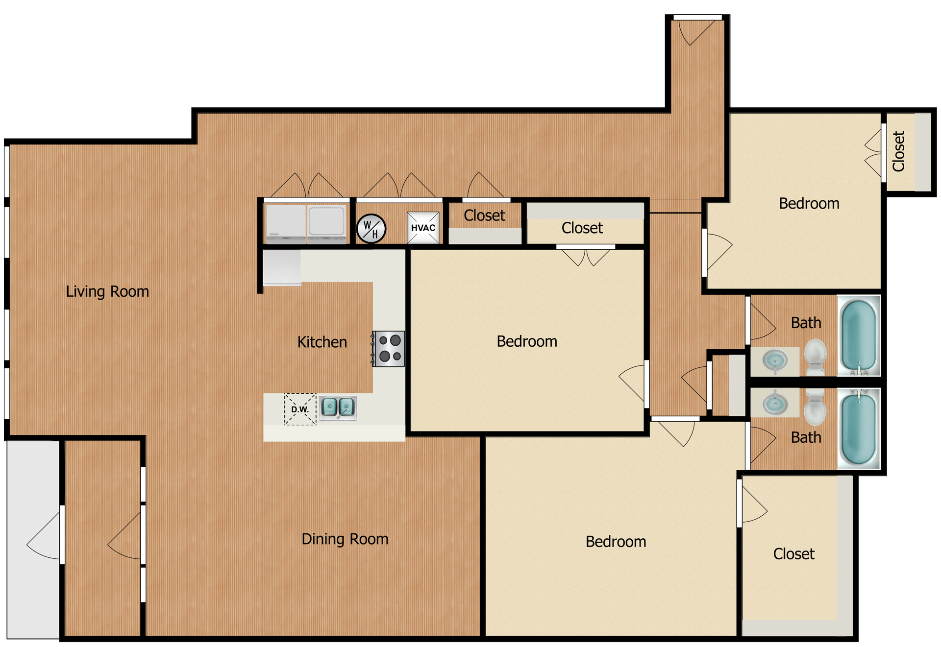 Floor Plan: 3 Bed · 2 Bath · 1,731 SQ FT.