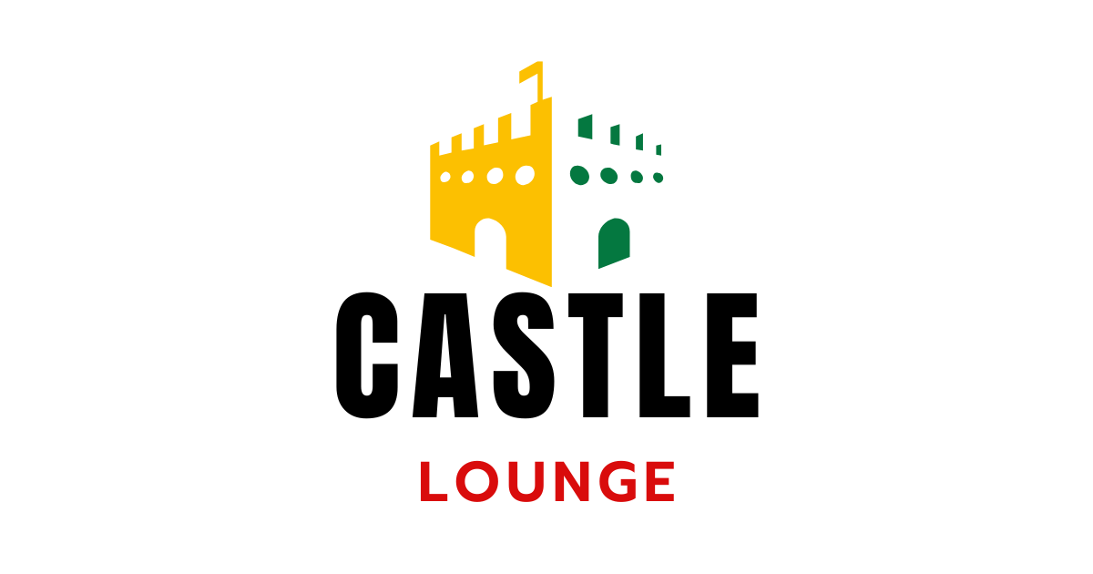 Logo: yellow and green castle above 