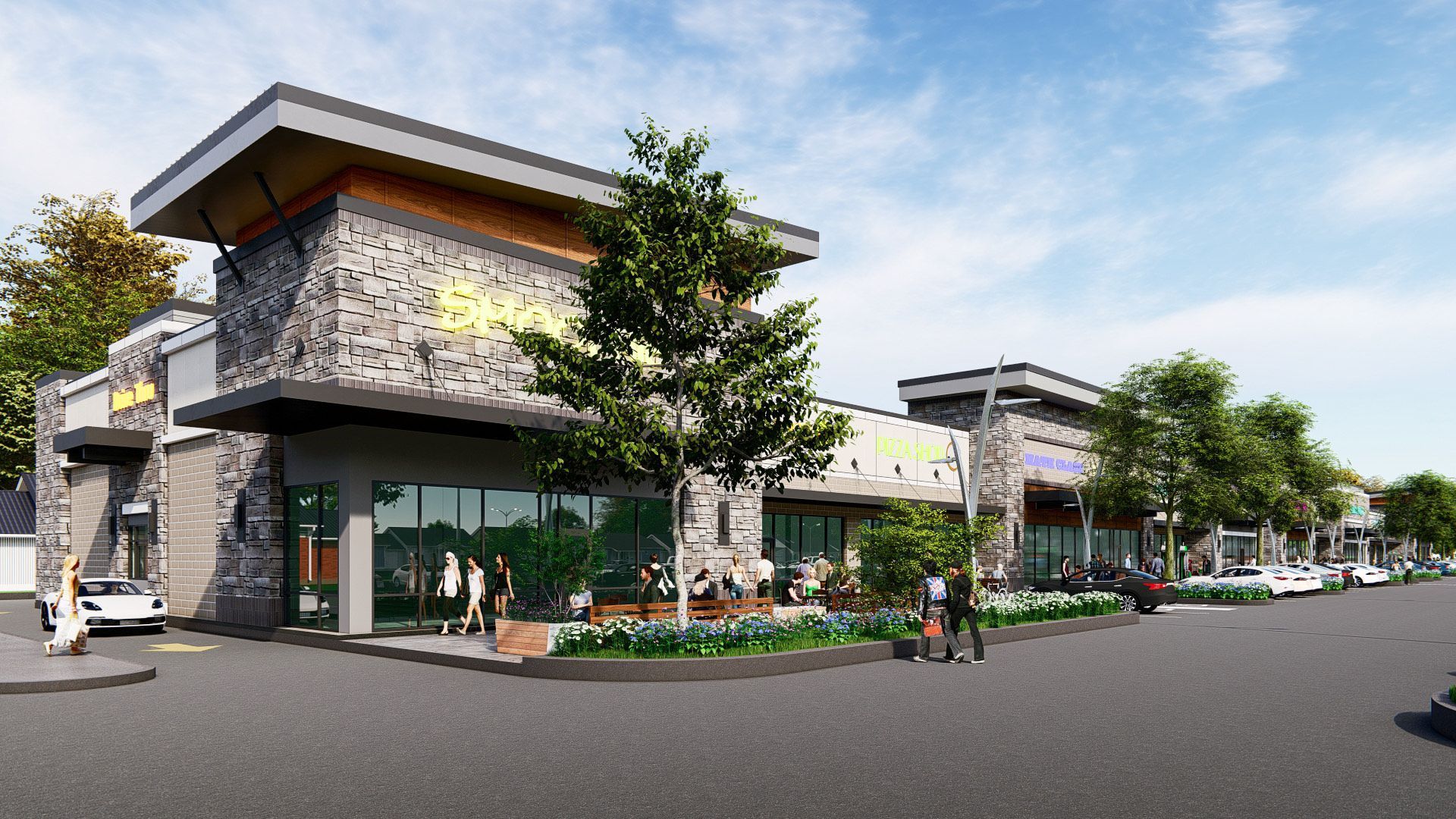 An artist 's impression of a new shopping center.