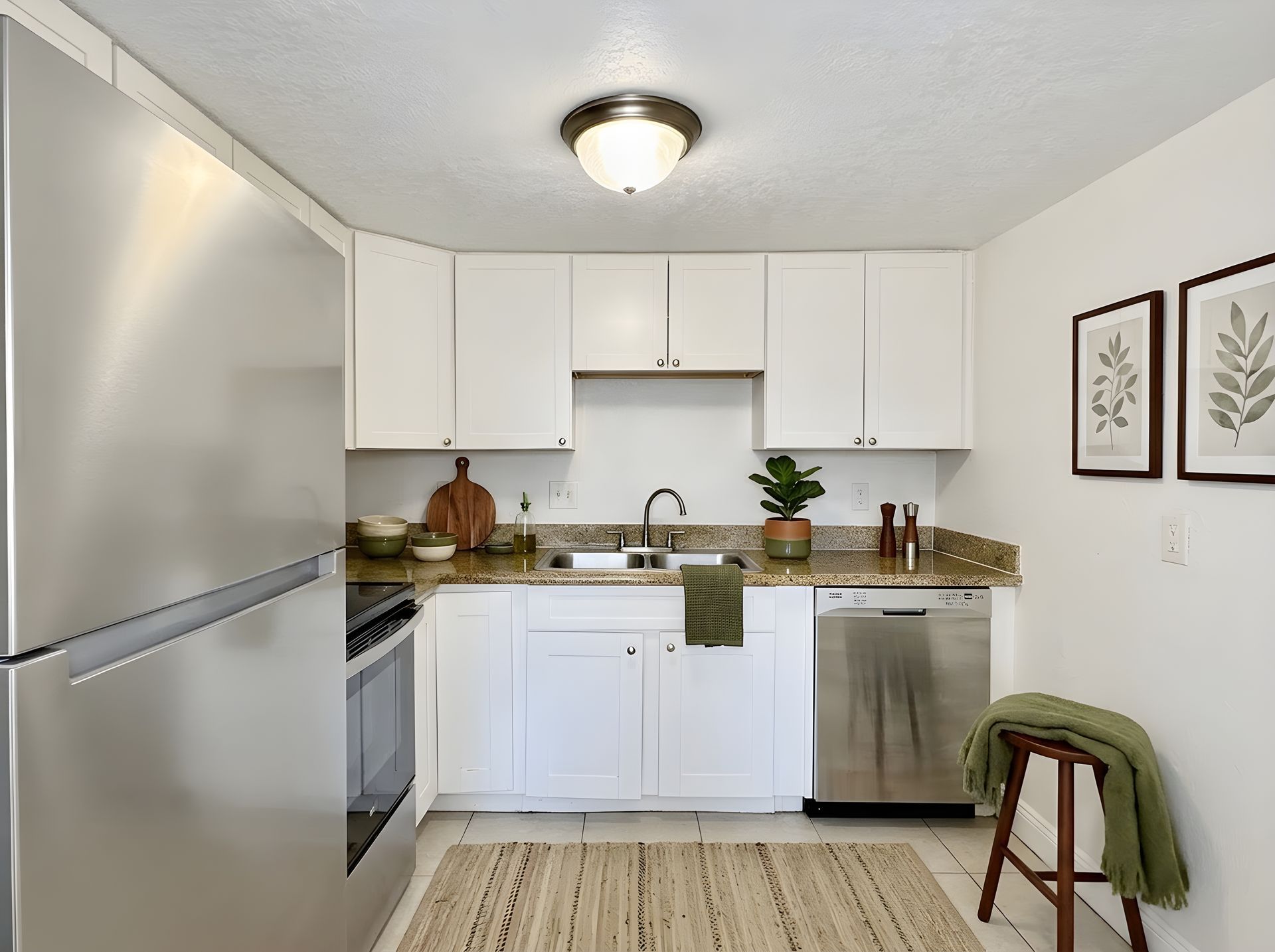 Kitchen with stainless steel appliances