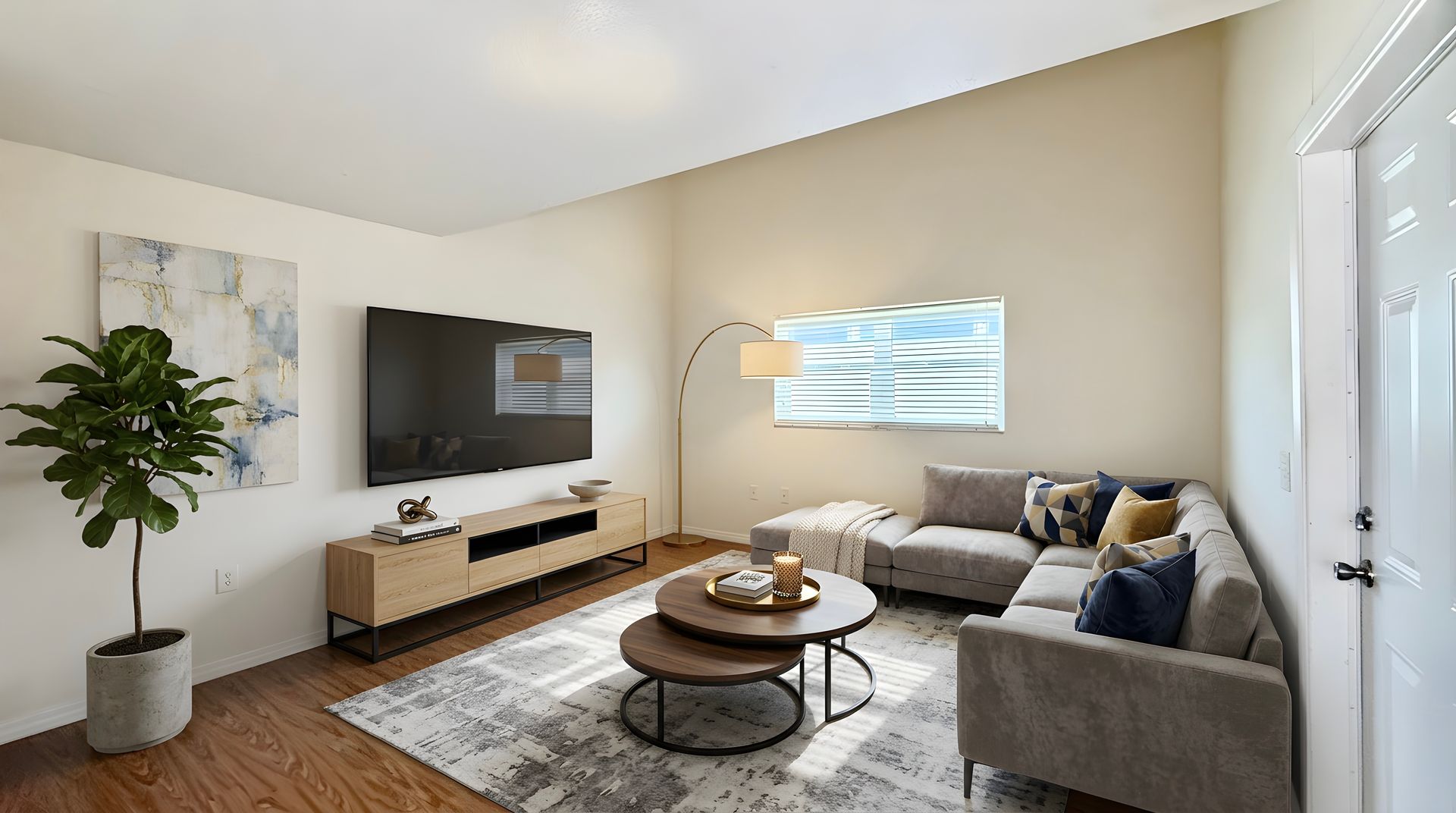 Living room with high ceilings