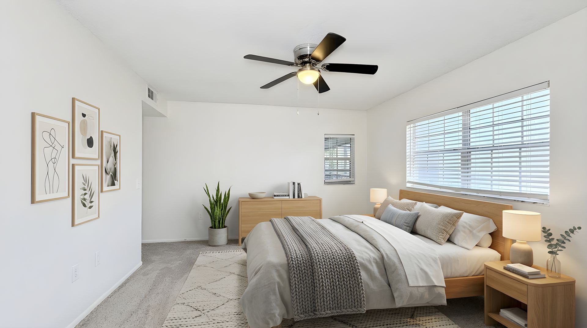 Bedroom with carpet and bed