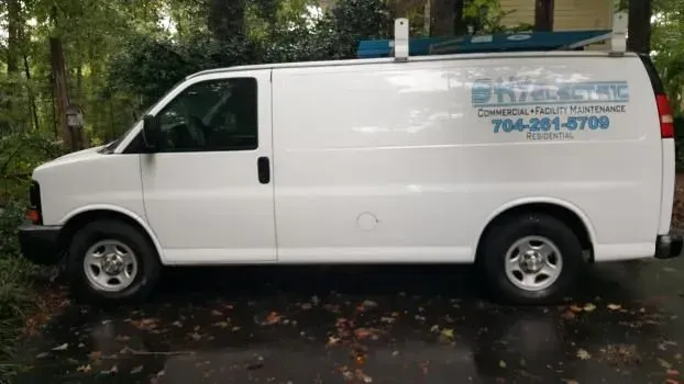 White van with business name 