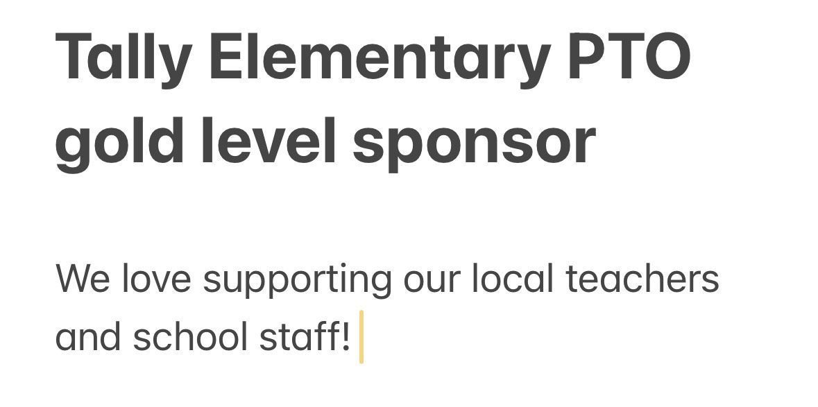 Tally Elementary Gold Level Sponsor