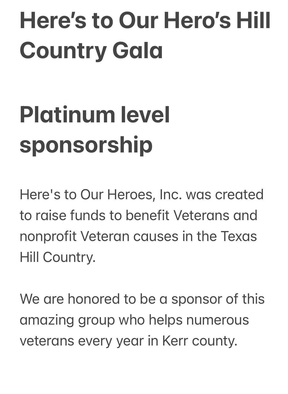 Platinum Level Sponsorship