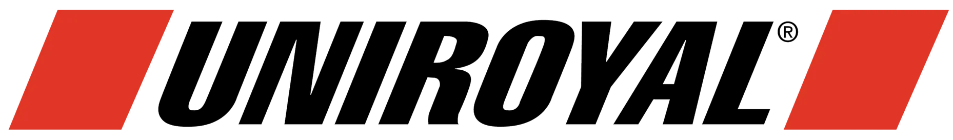 UNIROYAL logo in black italic text with red geometric accents on a white background