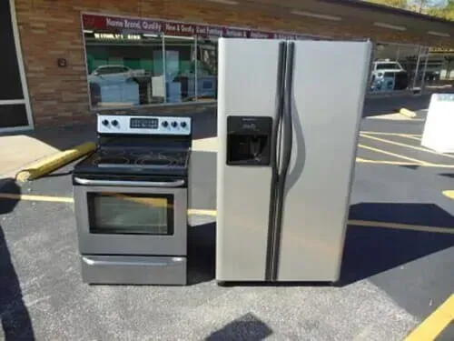 Stainless Steel Refrigerator and Stove — Belleville, IL — Midwest Used Appliance & Repair