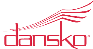 Dansko logo in red with stylized wave lines above the wordmark