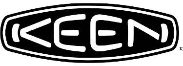 KEEN logo in black and white, stylized text inside an oval outline