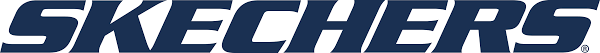 Skechers logo in blue and black on a white background