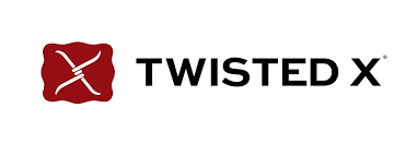 Twisted X logo with red emblem and black text on white background