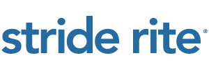 Stride Rite logo in blue lowercase text with a blue star over the “i” on a white background