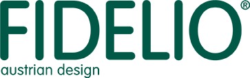 FIDELIO logo in green text with “austrian design” underneath on a white background