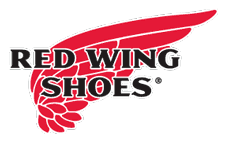 Red Wing Shoes logo with red wing and boot graphic on white background