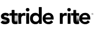 Black “stride rite” wordmark logo on a white background