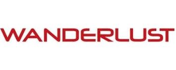 Red WANDERLUST logo on a white background