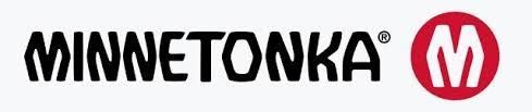 MINNETONKA logo in black with a red circle and white “M” icon