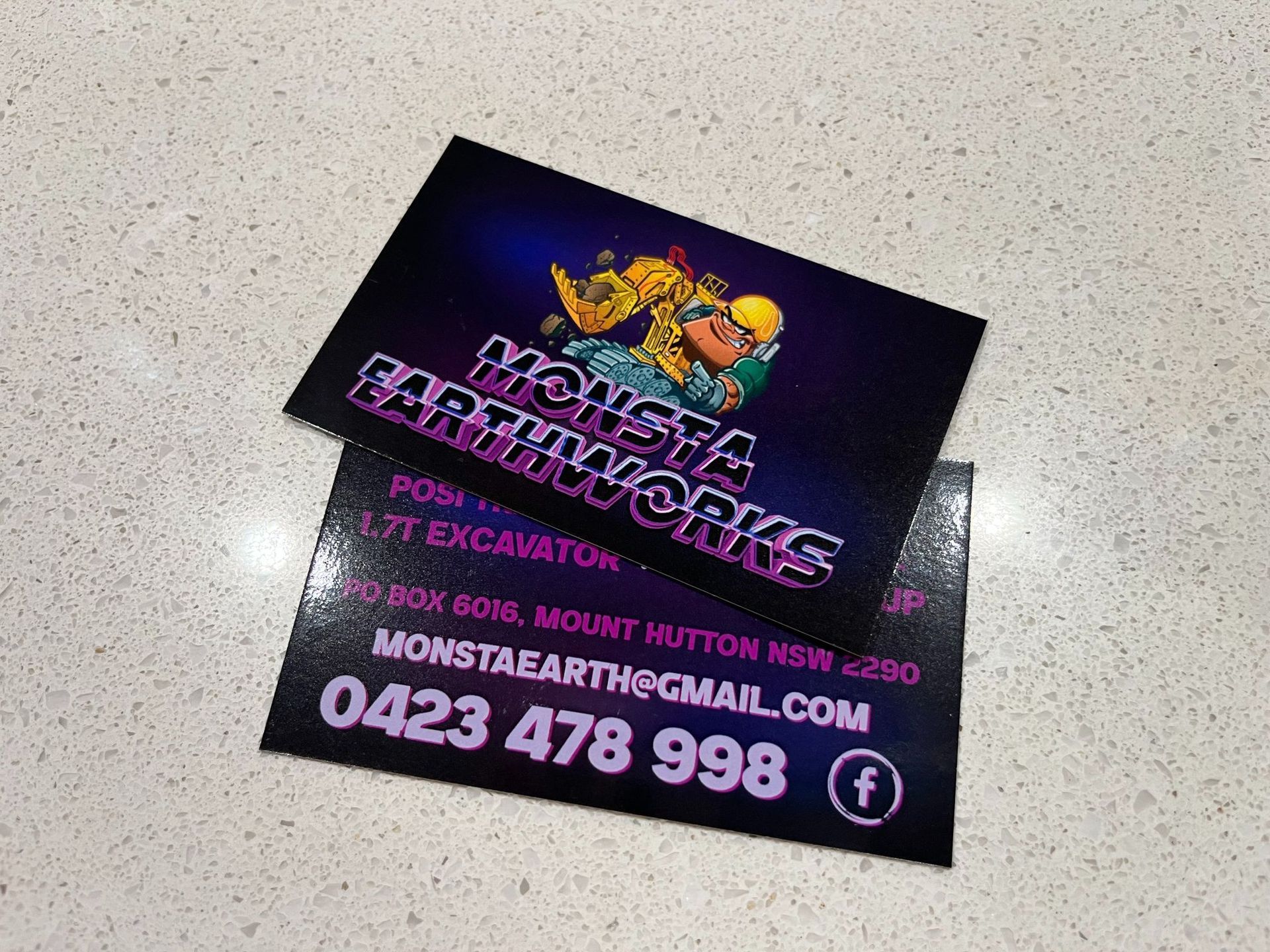 Business Cards for Monsta Earthworks — Stuckup Industries in Morisset, NSW