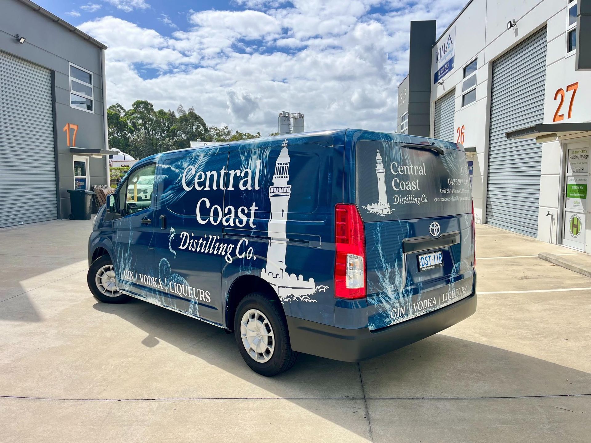 Blue van with Central Coast Distilling Co. branding — Stuckup Industries in Morisset, NSW