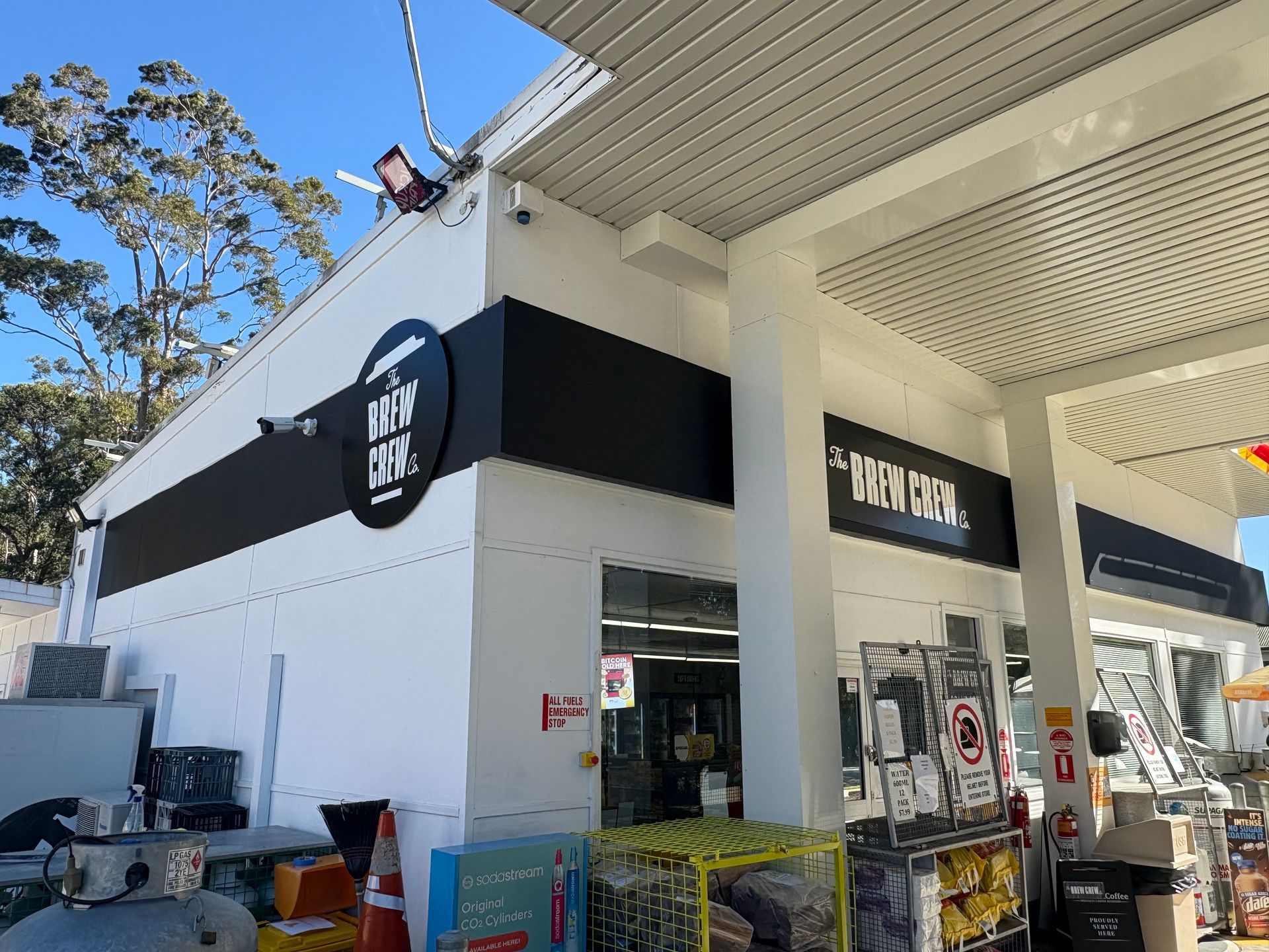 White and black building with a 