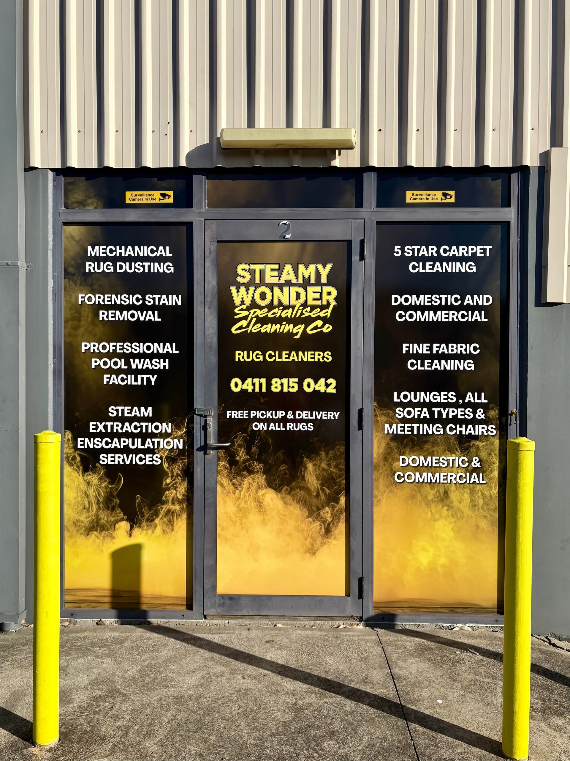 Sign for Steamy Wonder Specialized Cleaning Co. with Cleaning Services Listed — Stuckup Industries in Morisset, NSW