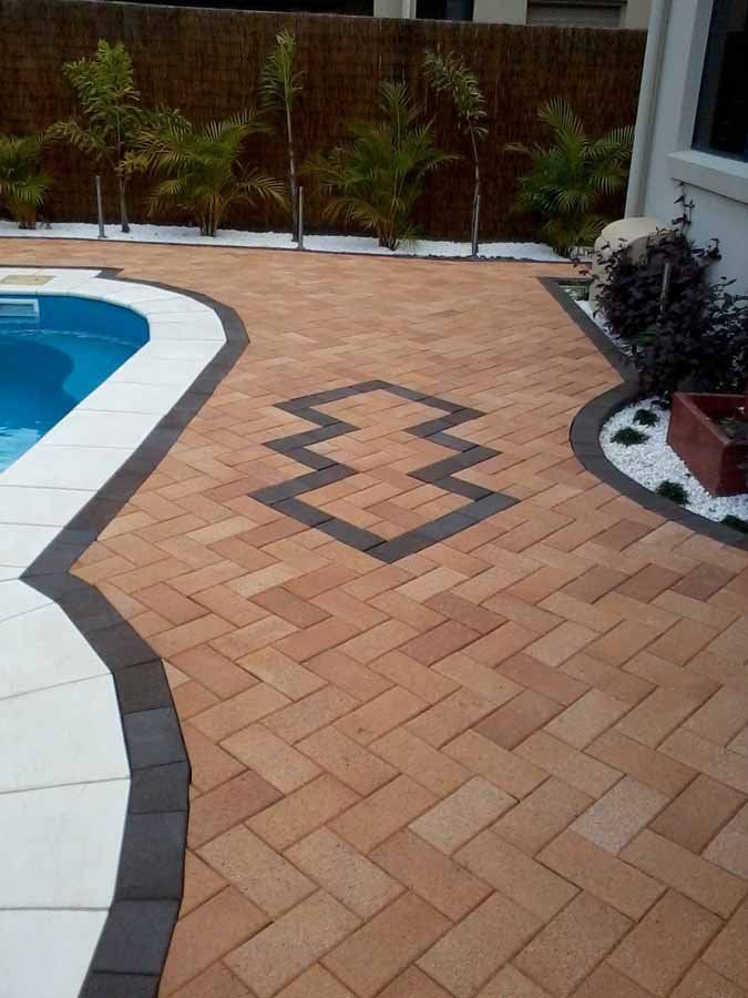 red brick with design