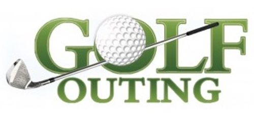A golf outing logo with a golf ball and a golf club