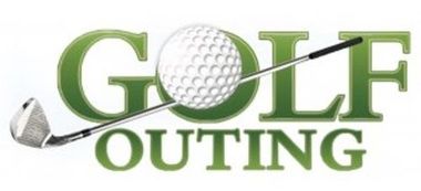 A golf outing logo with a golf ball and a golf club
