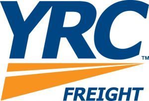 The logo for yrc freight is blue and orange