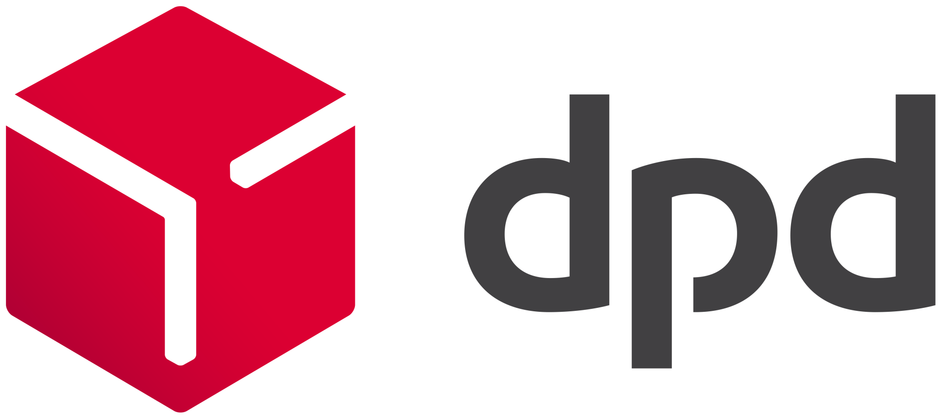 The DPD logo features a red 3D box with white lines alongside the dark gray letters 