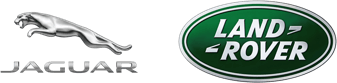 Logos for JLR. Jaguar logo shows a silver leaping jaguar, Land Rover logo is an oval green and white design.