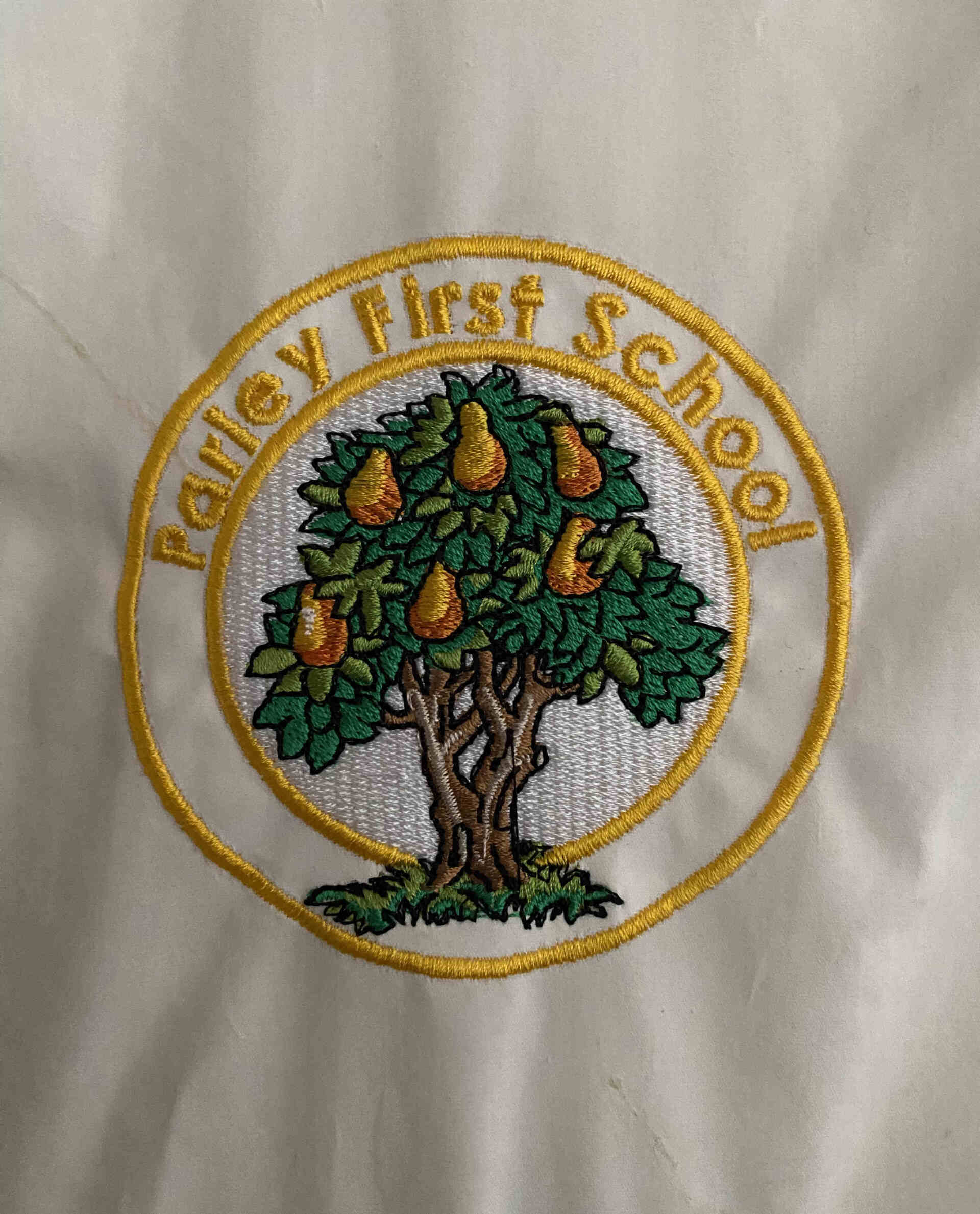 Embroidered school logo: