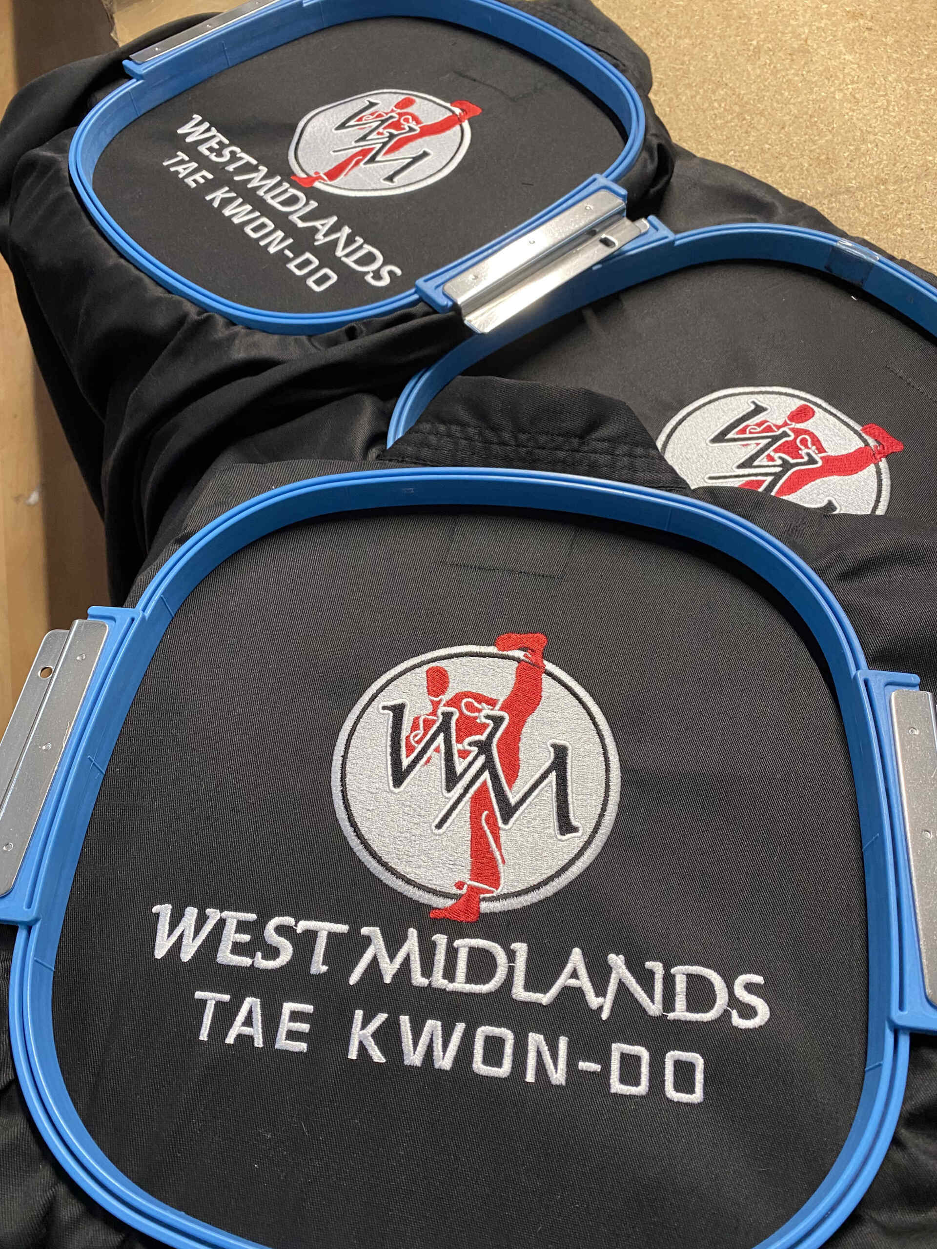 Black fabric with embroidered