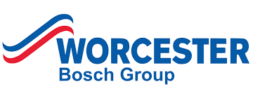 Logo for Worcester Bosch Group: Blue and red wave design above the blue text 