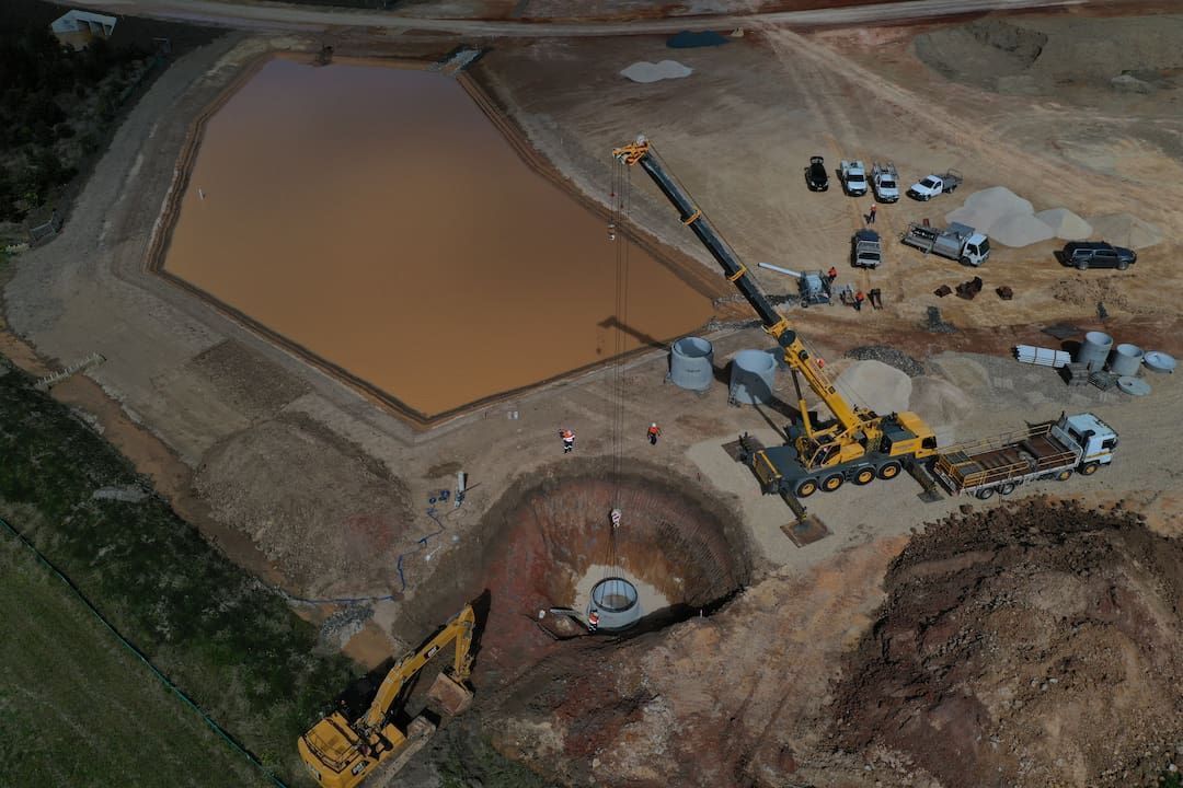 An Aerial View Of A Construction Site With A Lot Of Machinery — J & M Bashforth & Sons In Brunswick Heads, NSW