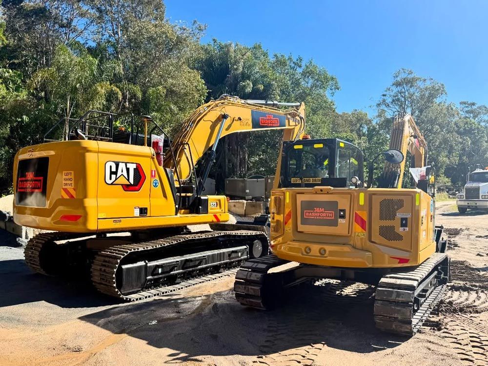 Two Excavators on Construction Site