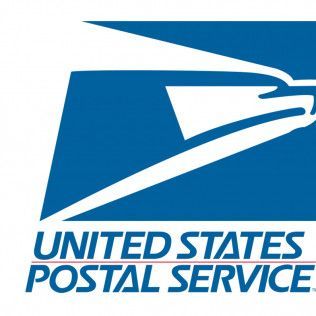 A blue and white united states postal service logo