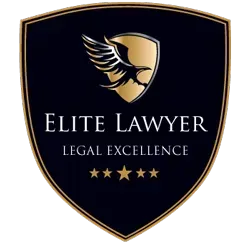 A logo for elite lawyer legal excellence with a bird on a shield