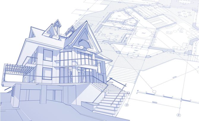 Blue print of a home remodel