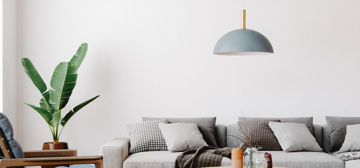 living room with neutral colored interior walls