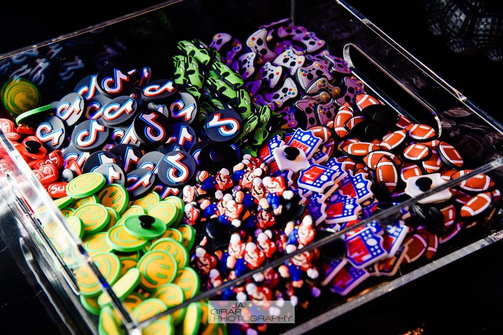 A clear tray filled with a variety of colorful candy.