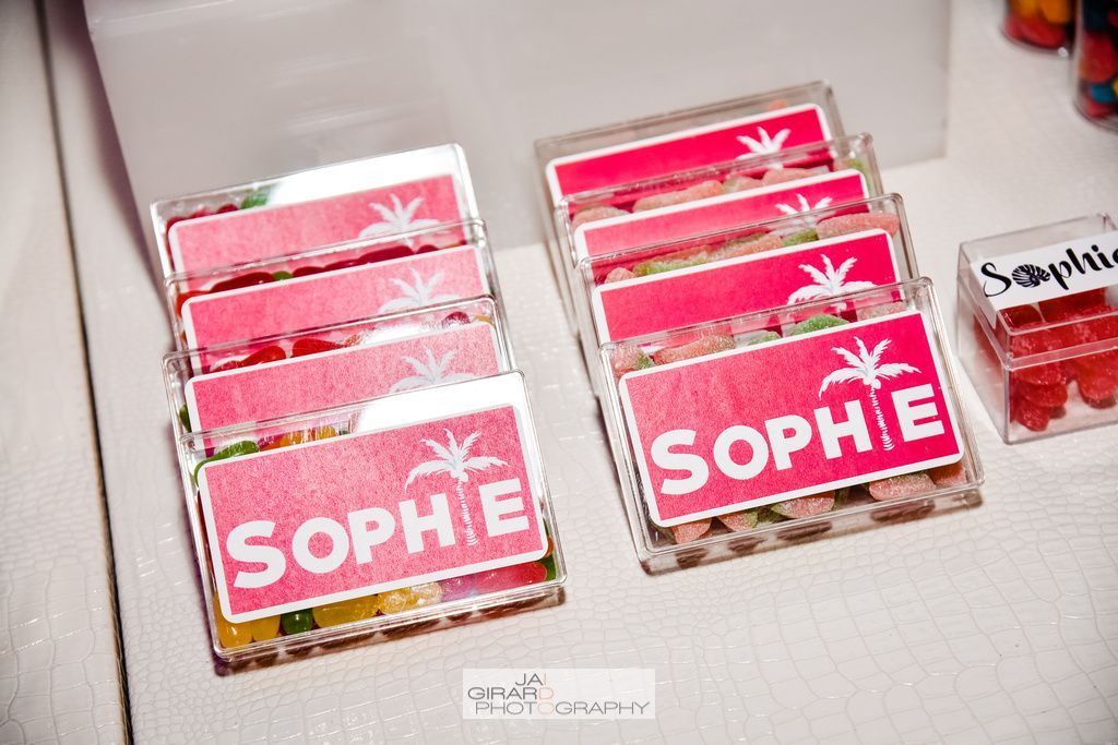 A stack of candy bars with the name sophie on them