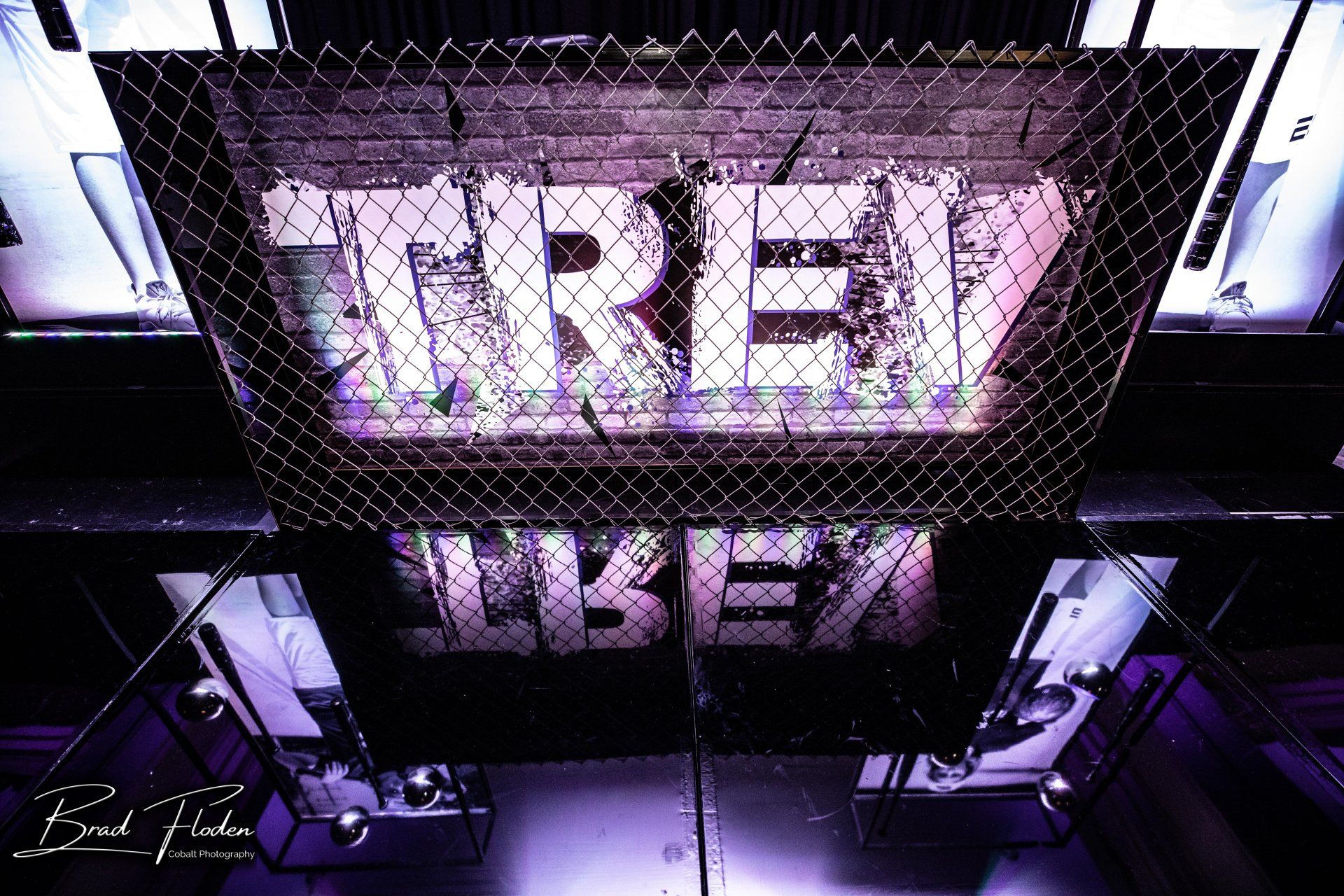 A brick wall with the word trev written on it