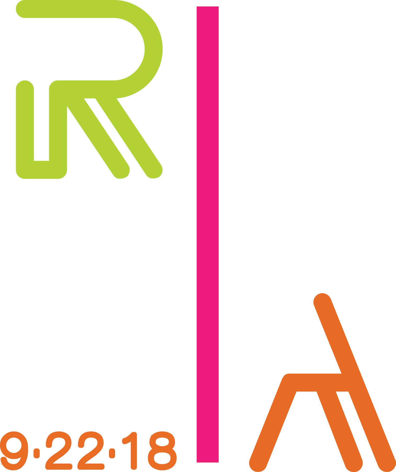 A colorful logo with the letter r and a on a white background