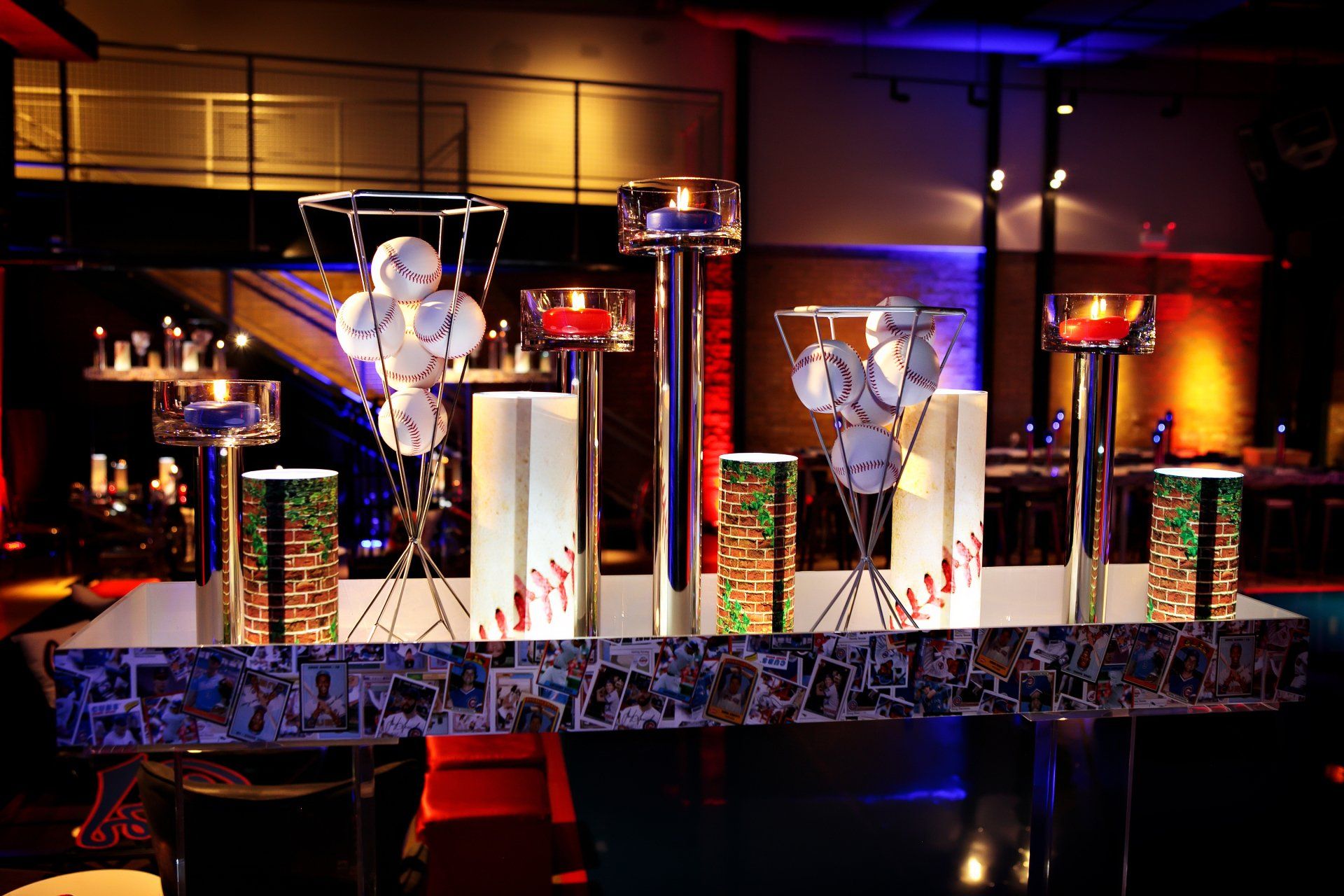 A table with a bunch of candles on it