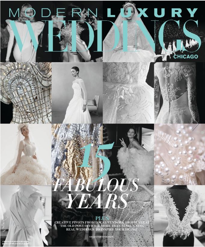The cover of a magazine called modern luxury weddings