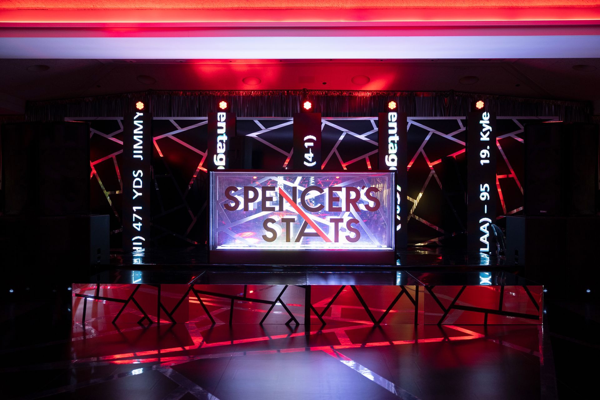 A sign that says spencer 's stats on it